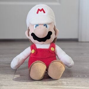 Super Mario Bros Fire Mario Plush Stuffed Toy Figure 9" Red White Little Buddy